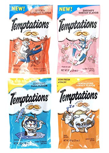 360PetSupplies | BLOG | Temptations Cat Treats Variety Pack Bundle of 4 Flavor Pouches (Rockin? Lobster, Shrimpy Shrimp, Tempting Tuna, Tantalizing Turkey; 3 oz Each)