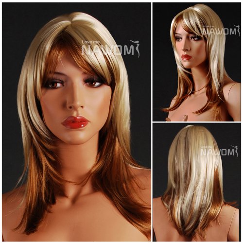 (WG-E-KAR-27P613) STRAIGHT HAIR WIG, LIGHT & DARK BLONDE.