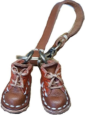 Dconfident Leather Key Chain Shoes Brown red Collectible Key Ring Backpack Leather Keychain