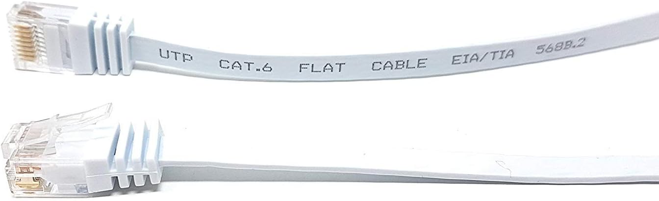 MainCore 15m Long Flat White CAT.6 / CAT6 (RJ45 to RJ45) Ethernet Gigabit Lan Network Cable / 10/100/1000Mbit/s