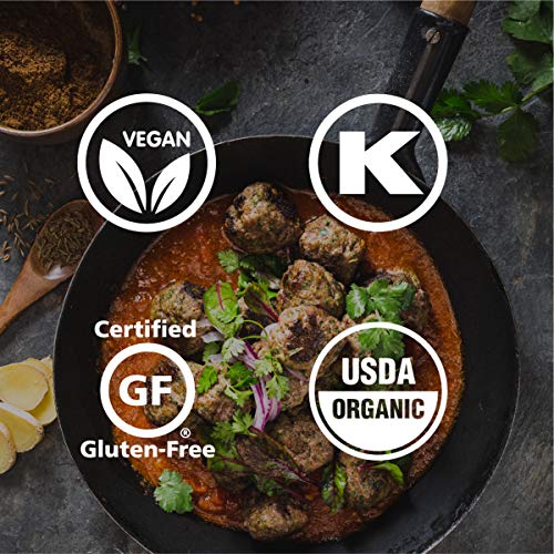 Khazana Organic Gourmet Indian Food - Simmering Sauces with Spice Cap - Gluten Free, Vegan, Plant Based, Dairy Free, Kosher. Variety Flavor, 12.7oz, 6 pack
