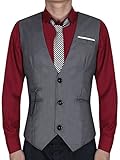 Waistcoat, Cokle Men Sleeveless Dress Jacket Casual Button Suit Vest Grey XL