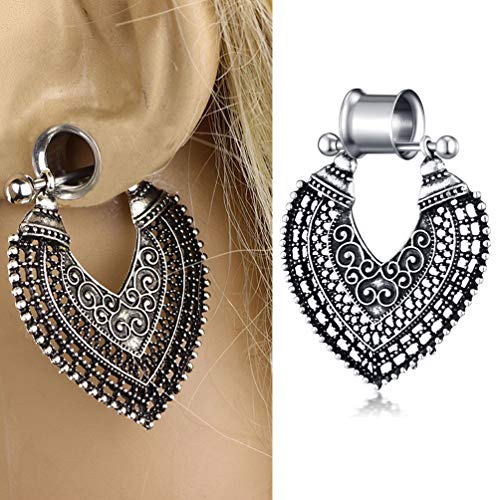 TIANCI FBYJS 8 Pairs Hot Woman Ear Gauges Dangle Tunnels Earrings Plugs Silicone Opal Stone Turquoise Wooden Gauges (8mm=0g)