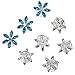 Blue Crystal Flower Hair Coil Twister Spiral Pins Bridal Wedding Hair Accessory With Rhinestone Center (Set of 8)