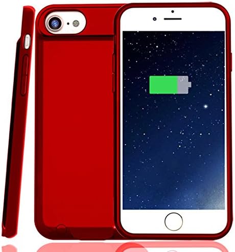 Battery Case for iPhone 7/8, Rechargeable Case with 3000mAh, Ultra Slim Portable Charger Case [Support Lightning-equipped EarPods Audio Output and Answer Calls ] 4.7 in, Red