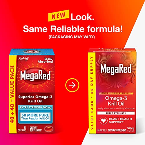 Megared Omega3 Fish Oil Supplement 500mg Extra Strength Softgels (80