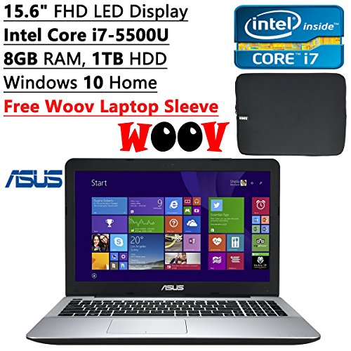 Asus 15.6-Inch Full HD LED Signature Edition Laptop (Intel Core i7-5500U 8GB DDR3L 1TB HDD WIFI Bluetooth DVD Super Multi DL Windows 10) with Sleeve