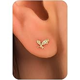 Plenky Flat Back Earrings - 14k Gold Plated Coconut Tree,Baseball Dinosaur,Dragon,Pterosaur,Cowboy Boot,Shark,Earrings for Women Gifts