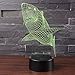 3D Led Night Light Lamps - Optical Illusion 7 Colors Touch Table Desk Visual Lamp Gifts Toys for Children Kids (Shark)