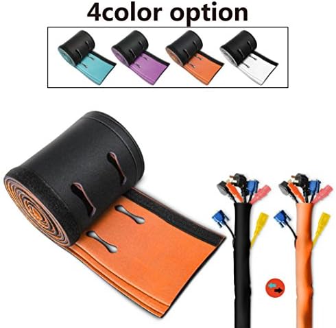 Cable Management Sleeve,Cable sleeve,UPGRADE,Cord management sleeve,Cord sleeve,Computer Cable Sleeve,Neoprene Cord Management Sleeve, Velcro Cord Organizer (Black &amp; Orange, 78 Inches)