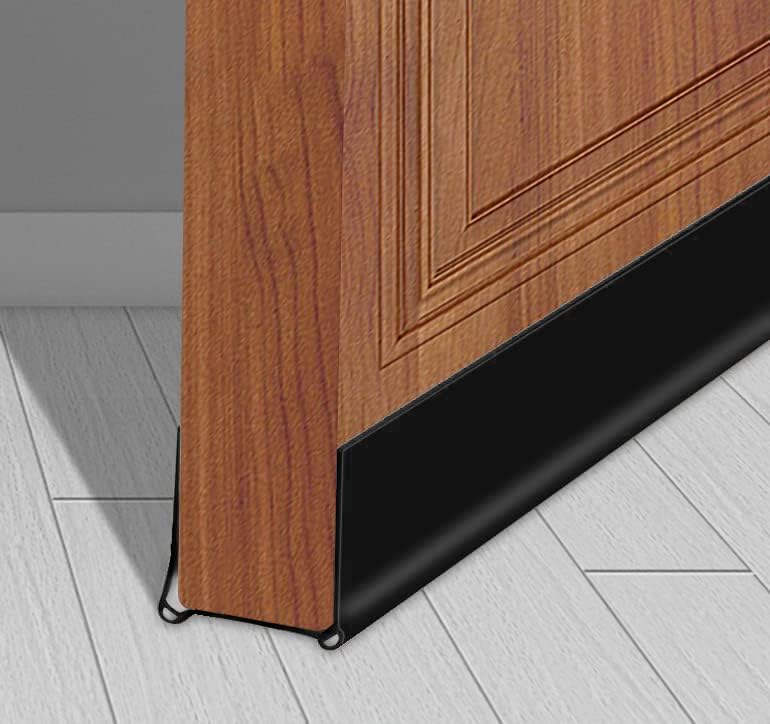 Draft Stoppers - Door Draft Stopper, Cuttable Under Door Seal, Strong Adhesive Draft Stopper for Bottom of Door for Exterior/Interior Doors 39” Length (Black)