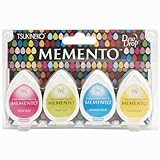 Tsukineko 4-Pack Assortment Memento Dew Drops Fade-Resistant Ink, Beach Party