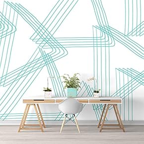 Wall Murals for Bedroom Abstract Geometric Lines Removable Wallpaper Peel and Stick Wall Stickers - 66x96 inches