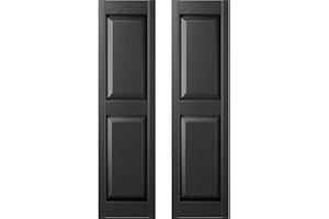 Builders Edge 14.75 in. W x 59 in. H Builders Edge, Standard Two Equal Panels, Raised Panel Shutters, Includes Matching Installation Spikes (Per Pair), 002 - Black