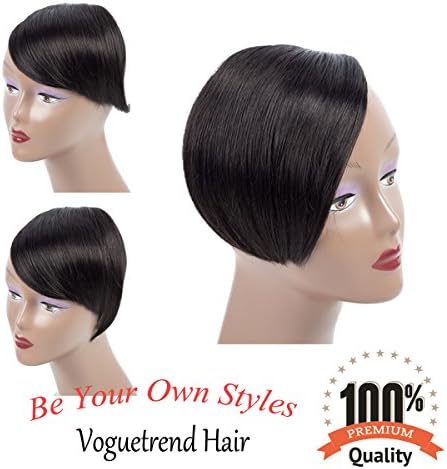 clip in human hair bangs one piece 100% real human hair clip in bang fringe extensions Side Swept Bangs natural color (1b #)