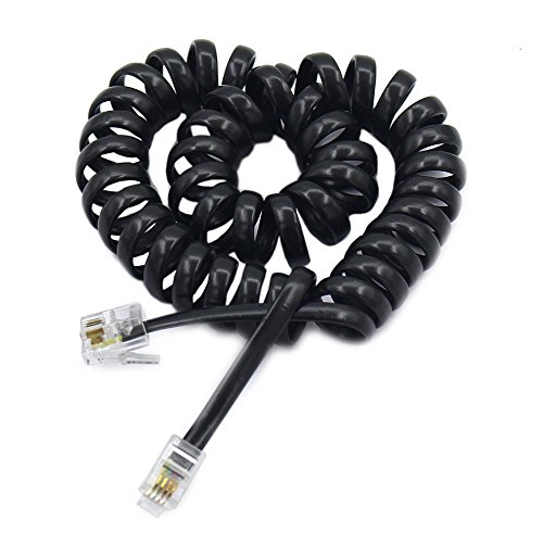 SINCODA 2 Pack 6 Ft Uncoiled Modular Coiled Telephone Phone Handset Curly Cable Cord +2 Pack 360° Telephone Cord Detangler Extended Rotating(6FT/Black) - Thumbnail 2