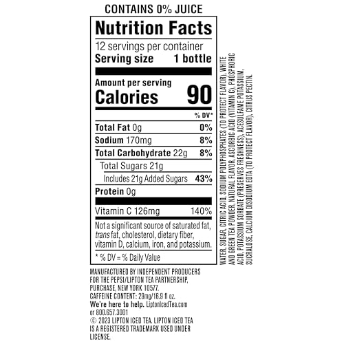 LIPTON RASPBERRY WHITE TEA, 16.9 FL OZ BOTTLES (PACK OF 12)