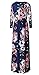 LiMiCao Women Autumn Fashion Printed Long Dress Three Quarter Sleeve Retro Vintage Flower Casual Floor Length Maxi Dress (S, Blue)