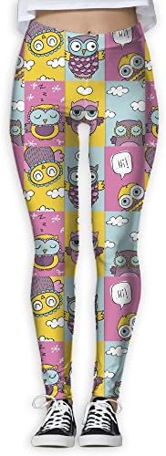 DYOW Women's Beautiful Cute Owls Love Hi Print Sports Gym Yoga Leggings Pants