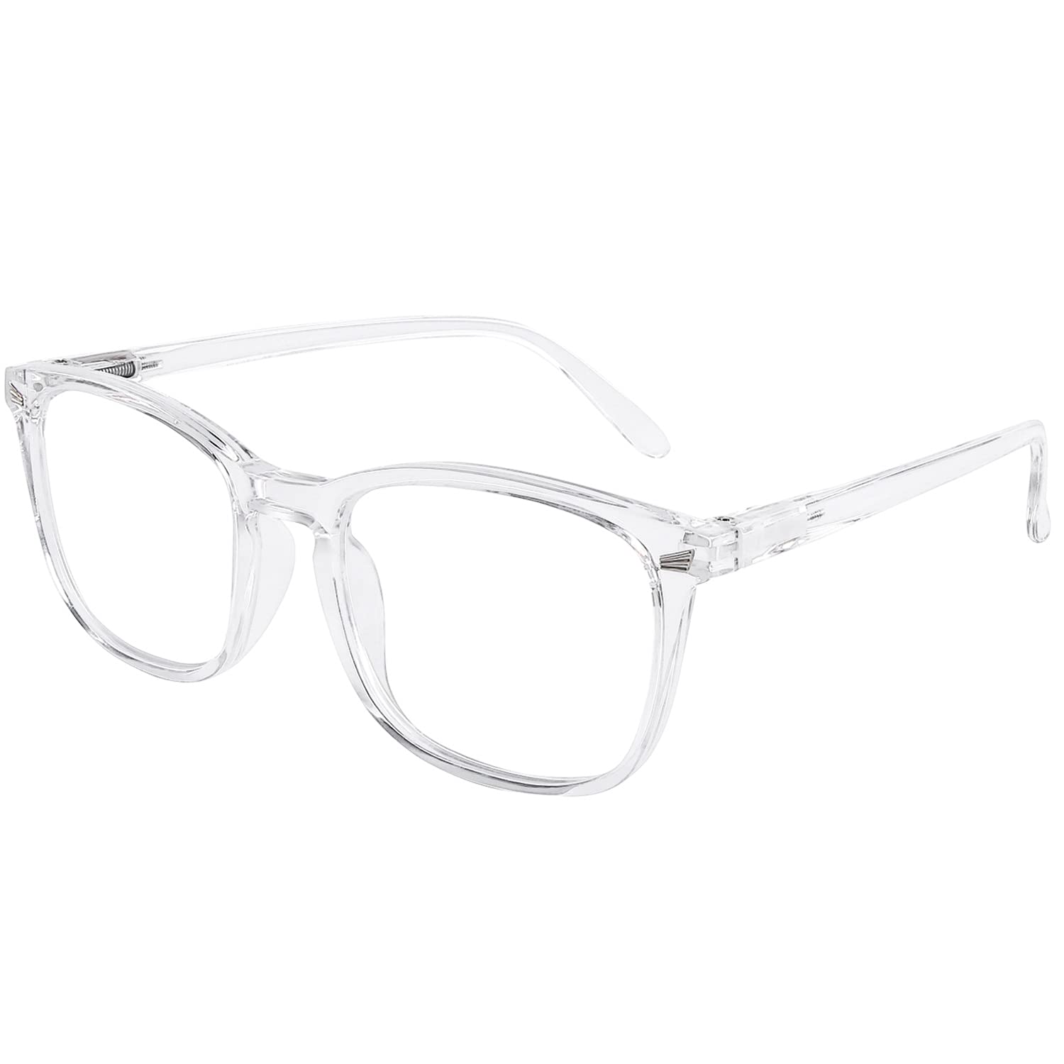 DOOViC Blue Light Blocking Reading Glasses Large Square Transparent Frame Computer Readers Glasses for Men/Women +1.5