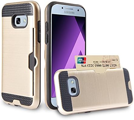 Samsung Galaxy A5 Case 2017,[Credit Card Slots Holder][Not Wallet][Slim Fit] -Dual Layer Protective Phone Case Cover For Galaxy A5 (Gold-black)