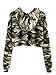 MakeMeChic Women's Long Sleeve Camo Print Sweatshirt Crop Top Hoodies Army Green XS