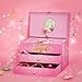SONGMICS Large Ballerina Musical Jewelry Box, Unicorn for Little Girls, Music Storage Box with 2 Pullout Drawers UJMC007PK