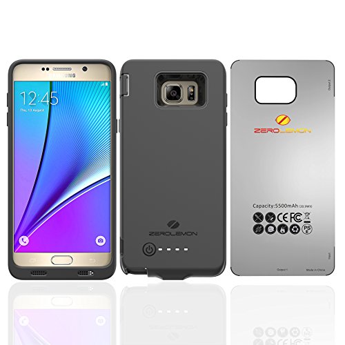 Galaxy Note 5 Battery Case, Zerolemon [PowerSavior Series] 5500mah Extended Slim Battery Charger Protection Case for Samsung Galaxy Note 5