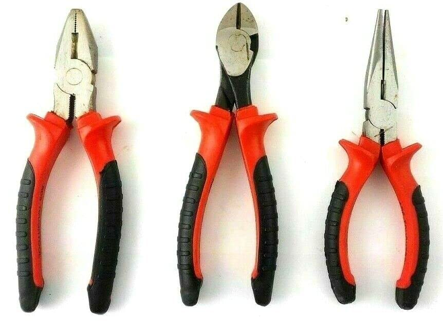 ORBITRON 3PC Heavy Duty 150mm Combination Long Nose Side Cutter Cutting Pliers Set.