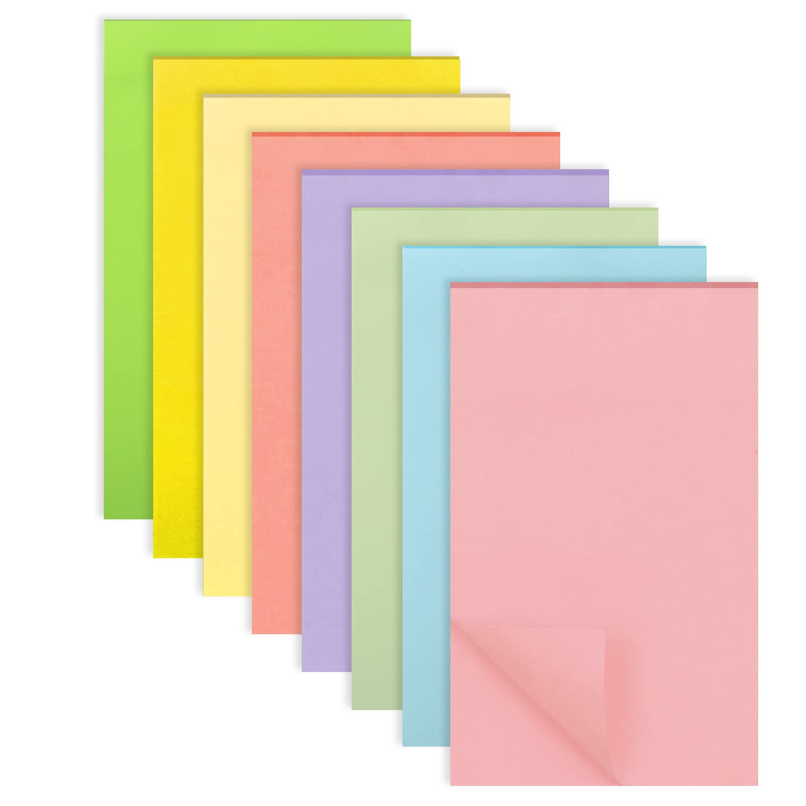 Puedno Sticky Notes, 400 Sheets Removable Sticky Notes 8 Colours, 76 x 127mm Self Sticky Note for Office School Home