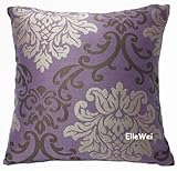 ElleWeiDeco Modern Damask Purple Throw Pillow Cover