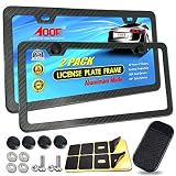 License Plate Frames Carbon Fiber-2 Pack 2020 New Black Aluminum Metal License Plate Holders Printing Carbon Fiber Pattern,License Plate Frame Screws Kits, Fine Size Plate Frames for Women & Men