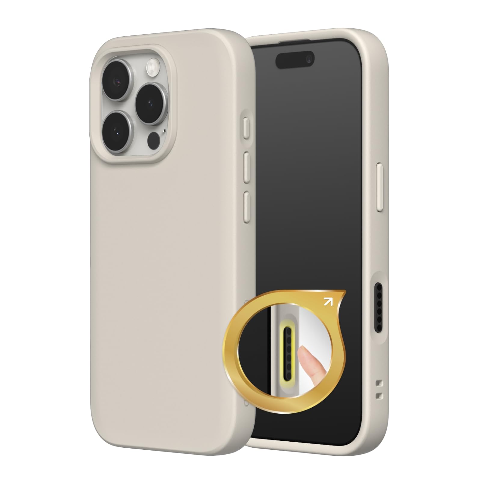 Photo 1 of RhinoShield SolidSuit Case with Camera Control Capture Button Compatible with [iPhone 16 Pro] | Shock Absorbent Slim Design Protective Cover with Premium Matte Finish - Shell Beige