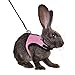 Niteangel Adjustable and Breathable Mesh Harness with Lead for Rabbit (S, Pink)