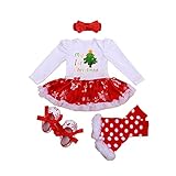 Bigface Up Baby Girls My First Christmas Costume Party Dress Tutu Outfits 4PCS Set