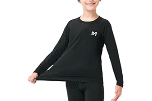 MEETYOO Youth Boys Compression Thermal Shirt Long Sleeve Fleece Undershirt Football Baseball Soccer Base Layer Top for Ski
