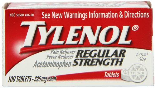 TYLENOL REGULAR STRENGTH TABLETS WITH 325 MG OF ACETAMINOPHEN, FEVER REDUCER & PAIN RELIEVER FOR HEADACHE, BACK ACHE, MUSCLE PAIN & MENSTRUAL CRAMPS, 2 PACK