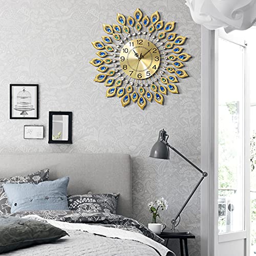 JUGV 21.3 Inch Gold Wall Clocks for Living Room Decor Large,Elegant