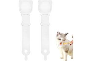 PETIT MANON 2PCS Cat Strip Feeder, Cat Strip Squeeze Spoon, Cat Claw Shaped Cat Food Can Spoon, Multifunctional Lickable Wet Cat Treat Dispenser for Cat Liquid Snack Cat Feeding Food Storage(White)