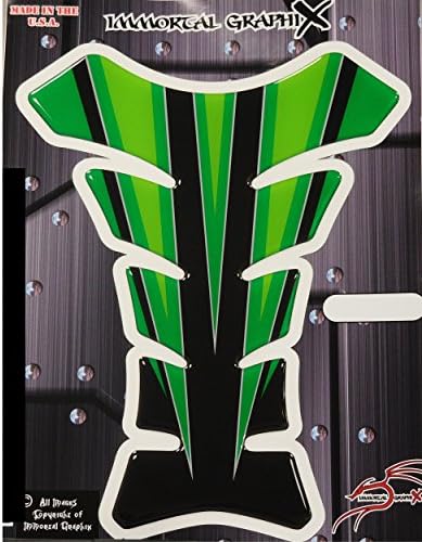Size is 8.5" tall x 6.5" wide Razor Spear Green Black Honda CBR Suzuki GSXR Kawasaki Ninja Yamaha YZF Triumph Daytona 675 Motorcycle Tank Pad tankpad Gel Protector