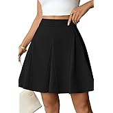 Pink Queen Flared Skirts for Women High Waist A Line Skater Mini Skirt with Shorts Casual Swing Skort