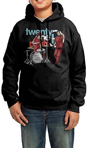 Boys Girls Kids Twenty One Pilots Cartoon Design Hoodie Black Cotton Hoodie X-Large