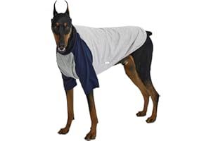 Lucky Petter Dog Shirt for Small and Large Dogs Raglan Cotton T-Shirts Soft Breathable Dog Shirts pet Clothes Gray Series (4X-Large, Gray/Navy)