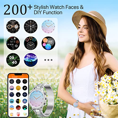 ZKCREATION Women's Smart Watch with Calls and WhatsaApp – Women's Smartwatch with Blood Pressure Heart Rate Monitor Activity Bracelet with Sleep Monitor 20 Sports Mode Bracelet Watch Gifts for Women