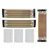 Breadboard Solderless with Jumper Cables- ALLUS BB-018 3Pc 400 Pin Prototype PCB Board and 3Pc Dupont Jumper Wires (Male-Female, Female-Female, Male-Male) for Raspberry Pi and Arduino