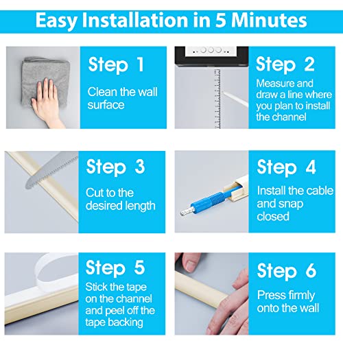 Wall Cord Hider for 1 Mini Cord Yecaye 125 inch OnWall Cable Cover