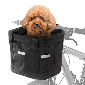 VVHOOY Bike Basket Foldable Bicycle Front Basket Detachable Cycling Frame Basket Pet Dog Cat Carrier Bag Aluminum Alloy…