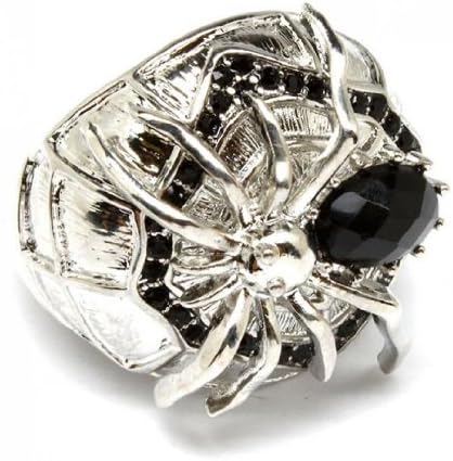 Chunky Spider Stretch Ring C16 Black Crystal Rhodium