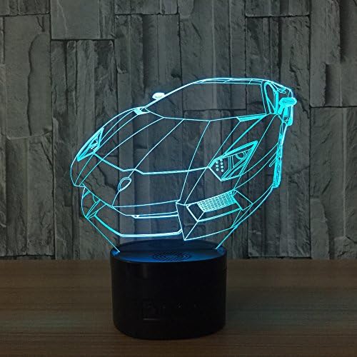 DoBeShop 3D Illusion Wireless Bluetooth Speaker Sleeping Night Light Multi Colors Rechargeable Portable Speaker Desk Lamp (Supercar)