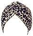 EachWell Women Print Pleated Ruffle Stretch Turban Hat Hair Wrap Cover Up Sun Cap Leopard , 22.83